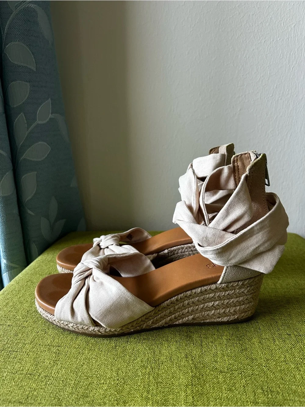 UGG Beige Knot Espadrille Wedge Sandals